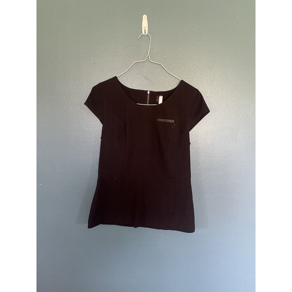 Kensie black peplum top with faux leather details NWT Size‎ Medium